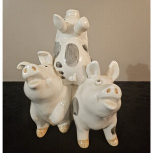 Fitz & Floyd OCI Omnibus 3 Stacked Pigs Single Bookend Ceramic